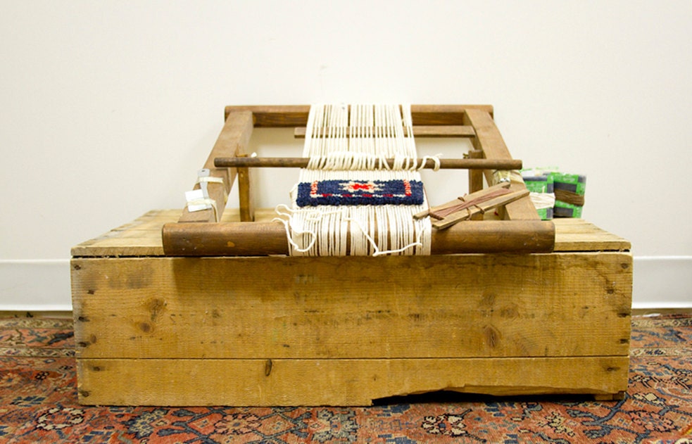 Vintage 80s Oriental Rug Loom Table Top
