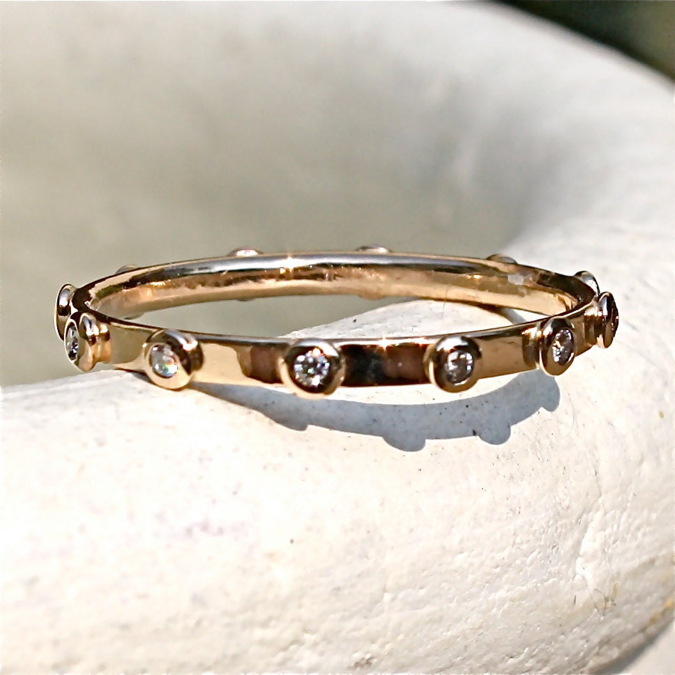 Diamond Ring- Thin Eternity Band- 14K Solid Gold Ring