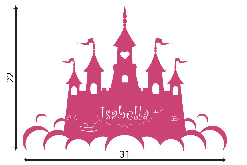 Children Wall Decal Wall Sticker Decals Princess Castle with name wall decal