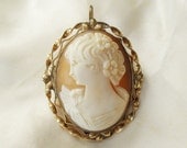 BOJAR  Classic Cameo Peach Shell With Gold Filigree 1950s