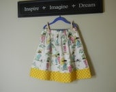 Girls Twirl Skirt China Doll Polka Dots Michael Miller Cotton, Yellow Pink Blue Green