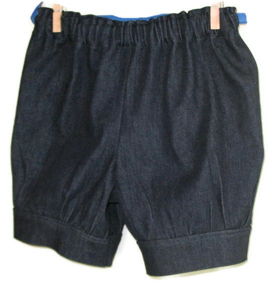 Girls Bubble Shorts Denim Stretch Dark Blue