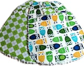Baby Bibs Boys Set of 2 Owls Argyle Blue Green Chenille