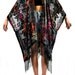 Tie Dye Floral Velvet Burnout Gypsy Fringe Kimono Duster