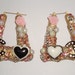 Super Cute XL Decoden Chanel heart diamonte retro 80s Door-Knocker earrings