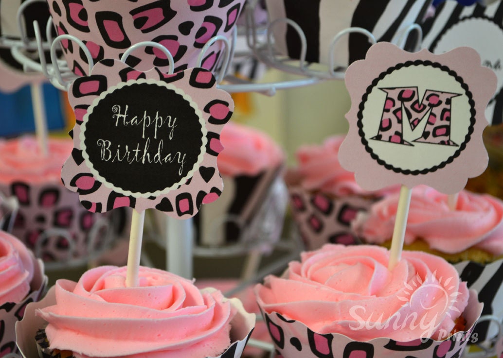 Pajama Glam (leopard/zebra print) printable 2" cupcake toppers Il_570xn