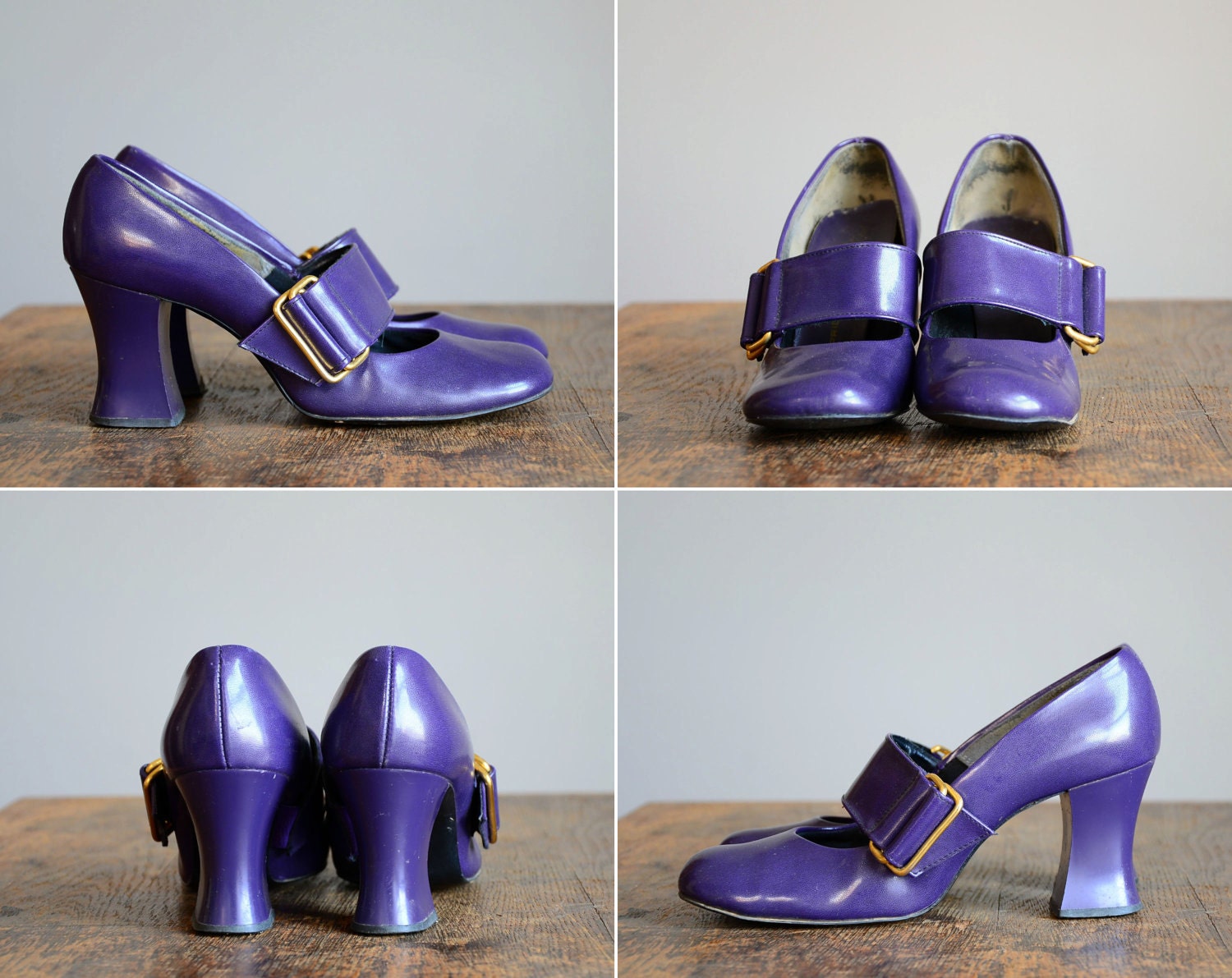RESERVED .. Vintage 1960s Grape Purple Mary Jane Shoes .. Size 5.5