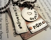 Personalized Jewelry Mother - Hand Stamped Mom Necklace - Layered Mixed Metal - Hand Stamped Jewelry Copper - Mothers Day Gift for Her