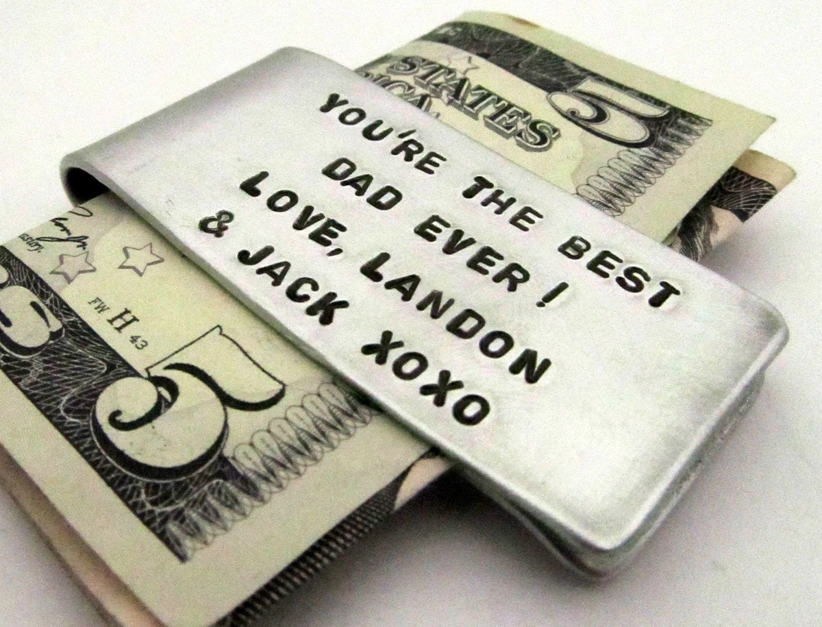 Personalized Money Clip  Gift - Hand Stamped Accessories for Dad - Custom Mens Gift - Groomsmen Gift  Gift for Dad