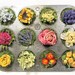 Dried Floral Arrangement, Kitchen Decor, Vintage Muffin Tin, Dried Flowers