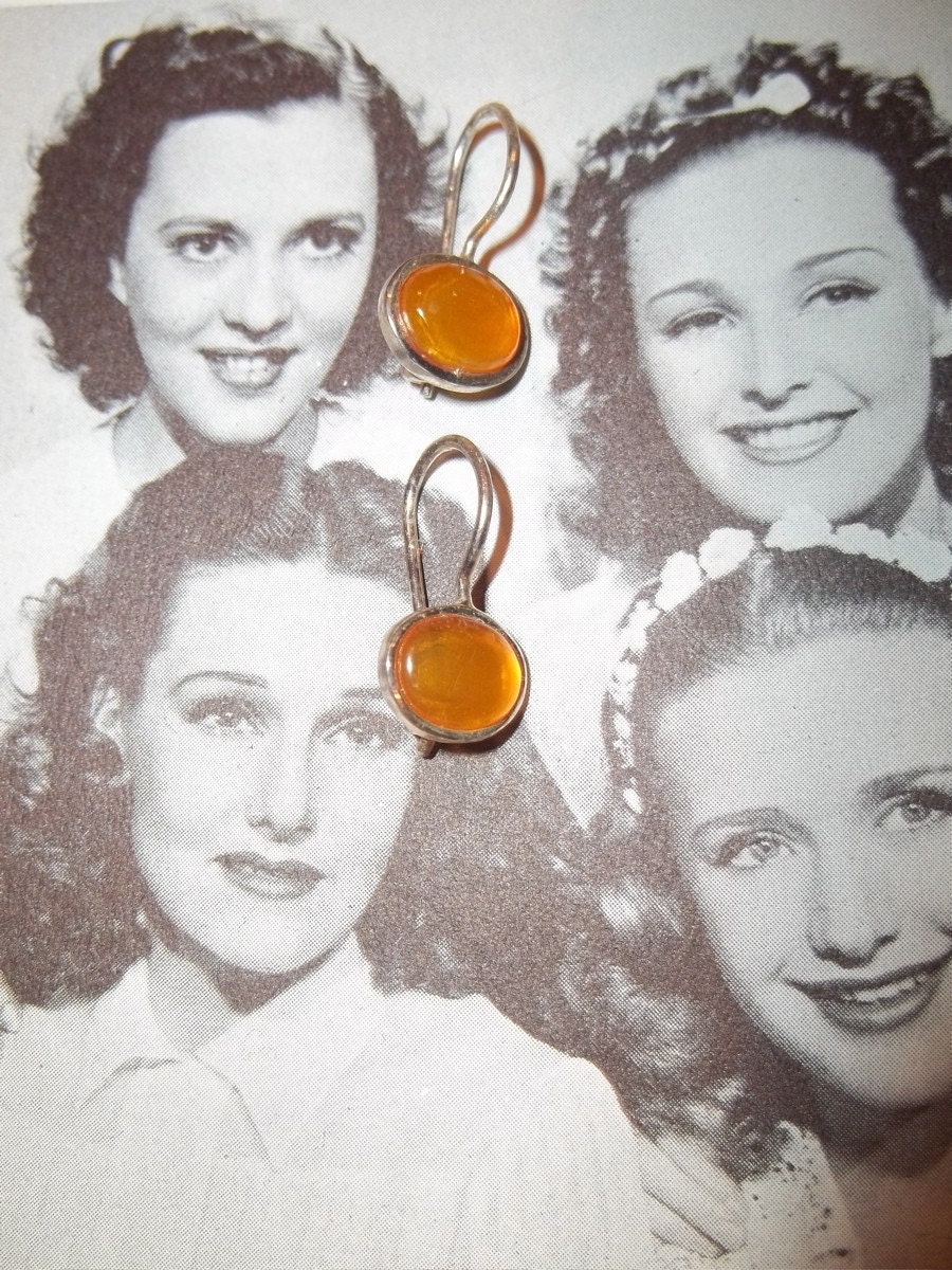 Sterling Silver Yellow Stone Earrings
