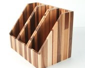 Upcycled Reclaimed Recyled Wood File Holder Magazine Holder