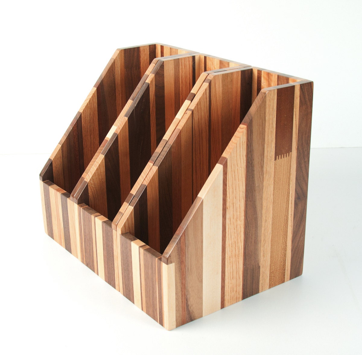 Upcycled Reclaimed Recyled Wood File Holder Magazine Holder