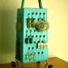 Unique Earring Stand,  Fun Surrealistic Style Retro Industrial Object,Turquoise , Re Purposed Cheese Grater