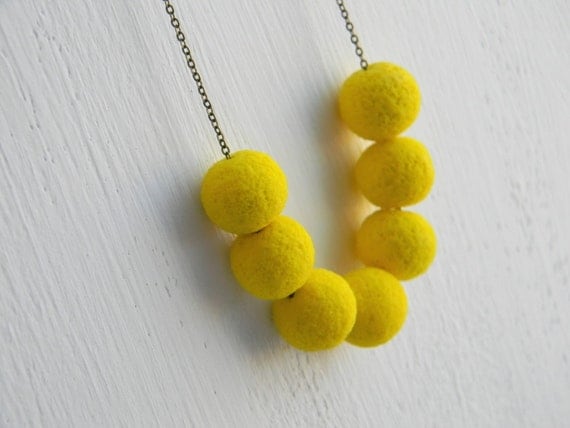 Perforated yellow necklace - gift for her under 25, 20, 15