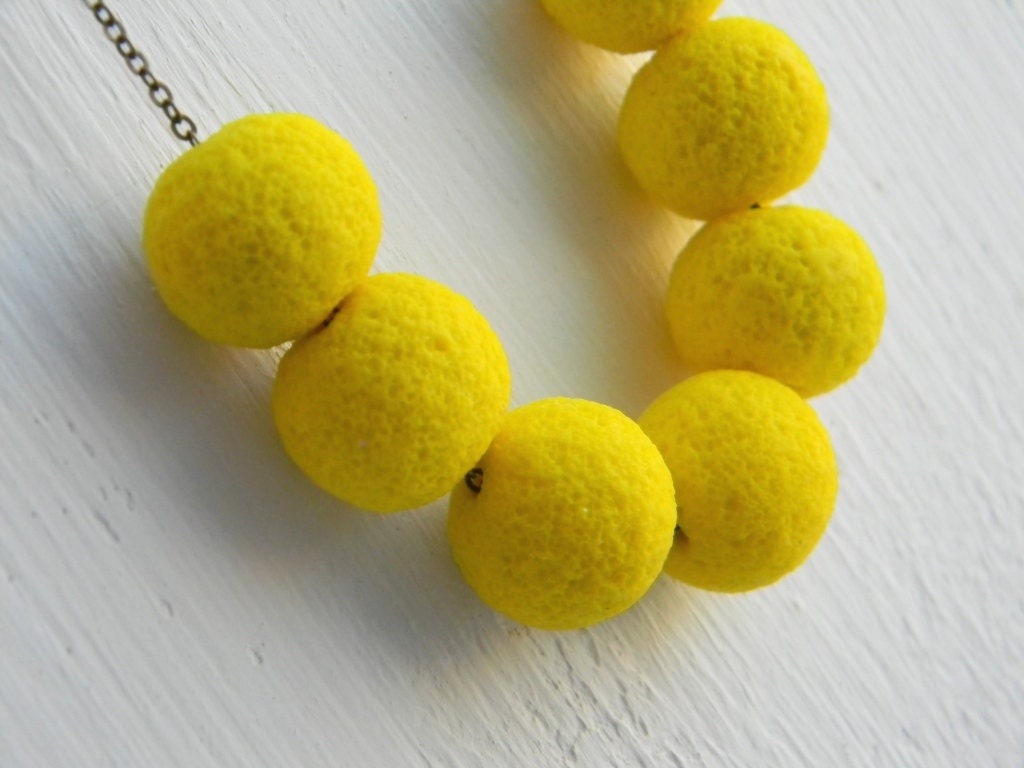 Perforated yellow necklace - gift for her under 25, 20, 15