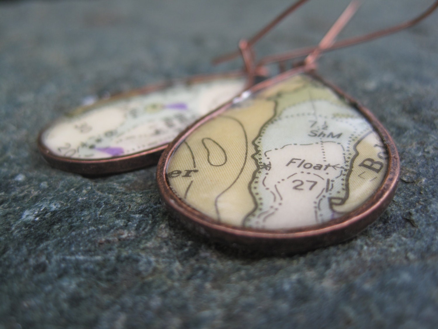 Nautical Charts of Alaska - long earrings