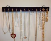 Black Velvet Necklace Jewelry Holder Organizer Display with Brass Hooks