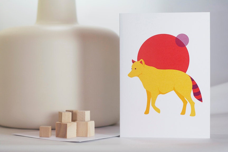 Wolf in Autumn notecard (blank).
