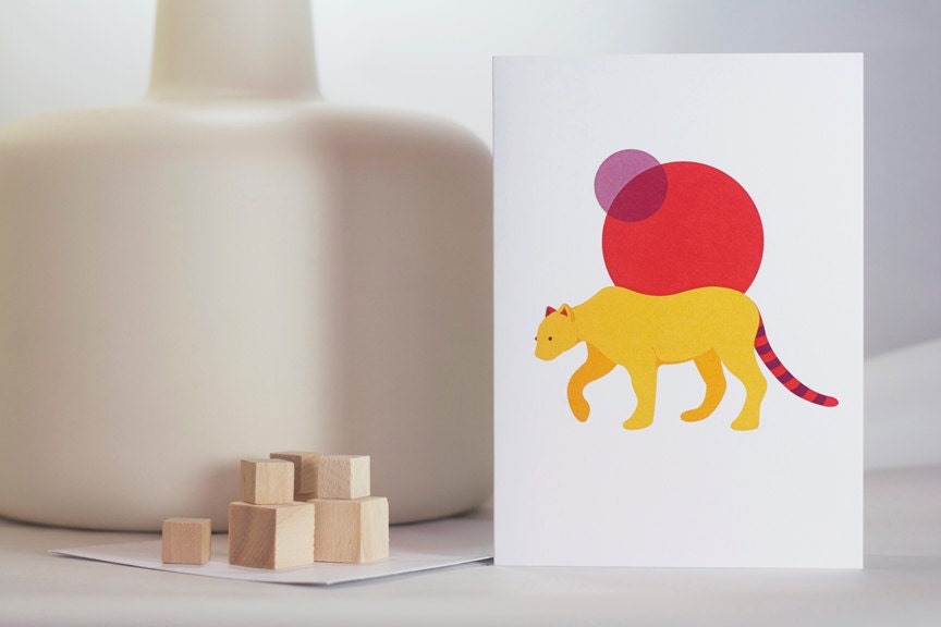 Cougar in Autumn notecard (blank).
