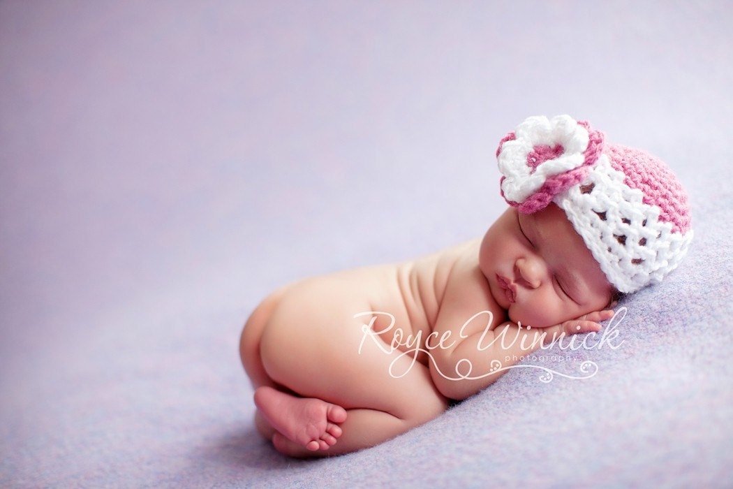 Mesh Beanie with 2 Colors Flower Baby Photography Prop
