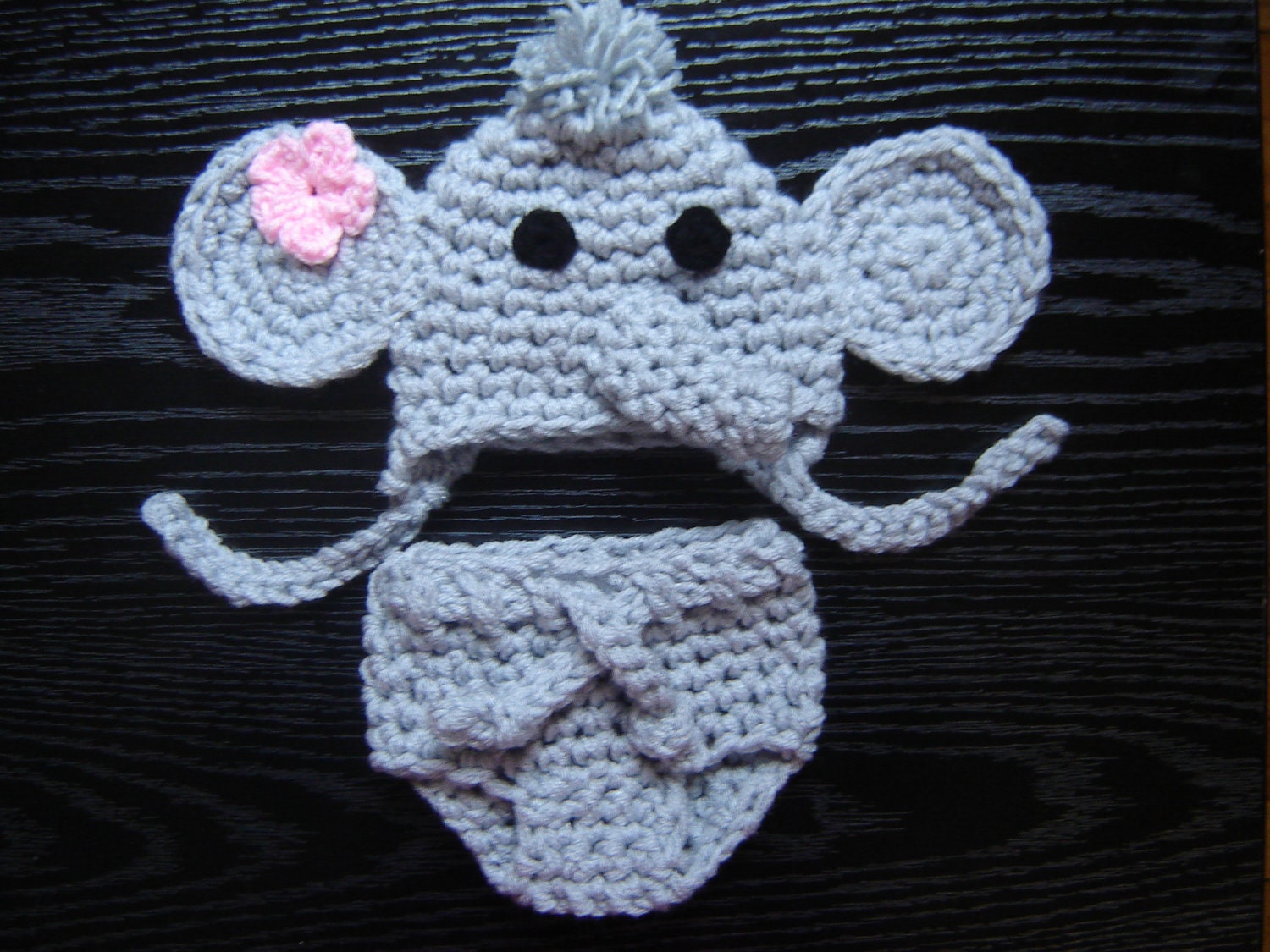 Elephant Set Hat and Diaper cover Crochet Photography Prop