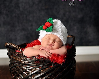 Christmas Hat with Mistletoe Baby Photography Prop