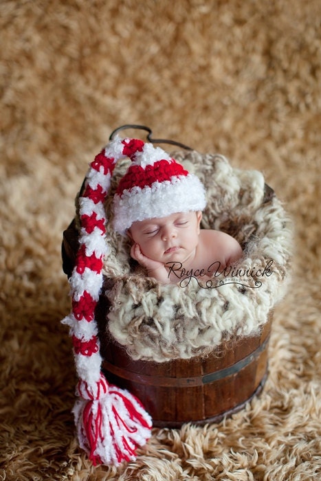 Christmas Elf Hat Baby Photography Prop Sizes Preemie, Newborn, 0-3 months, 3-6 months