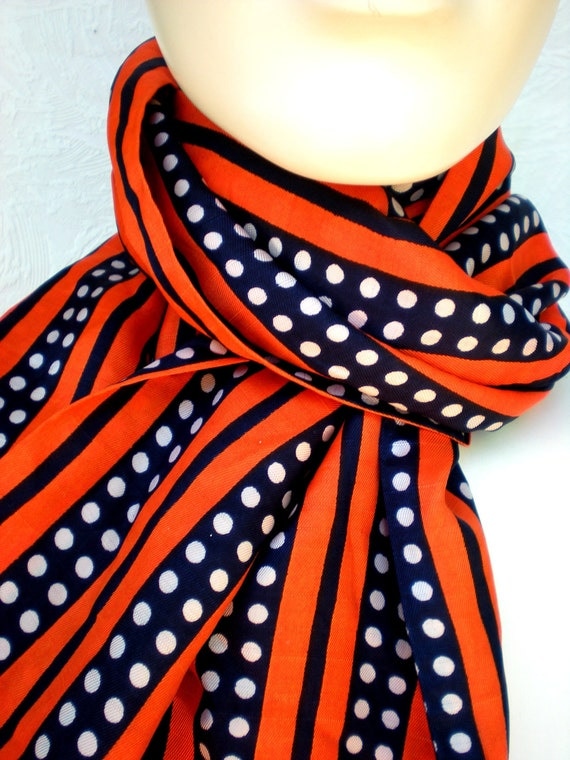 Polka Dots and Stripes Vintage Scarf