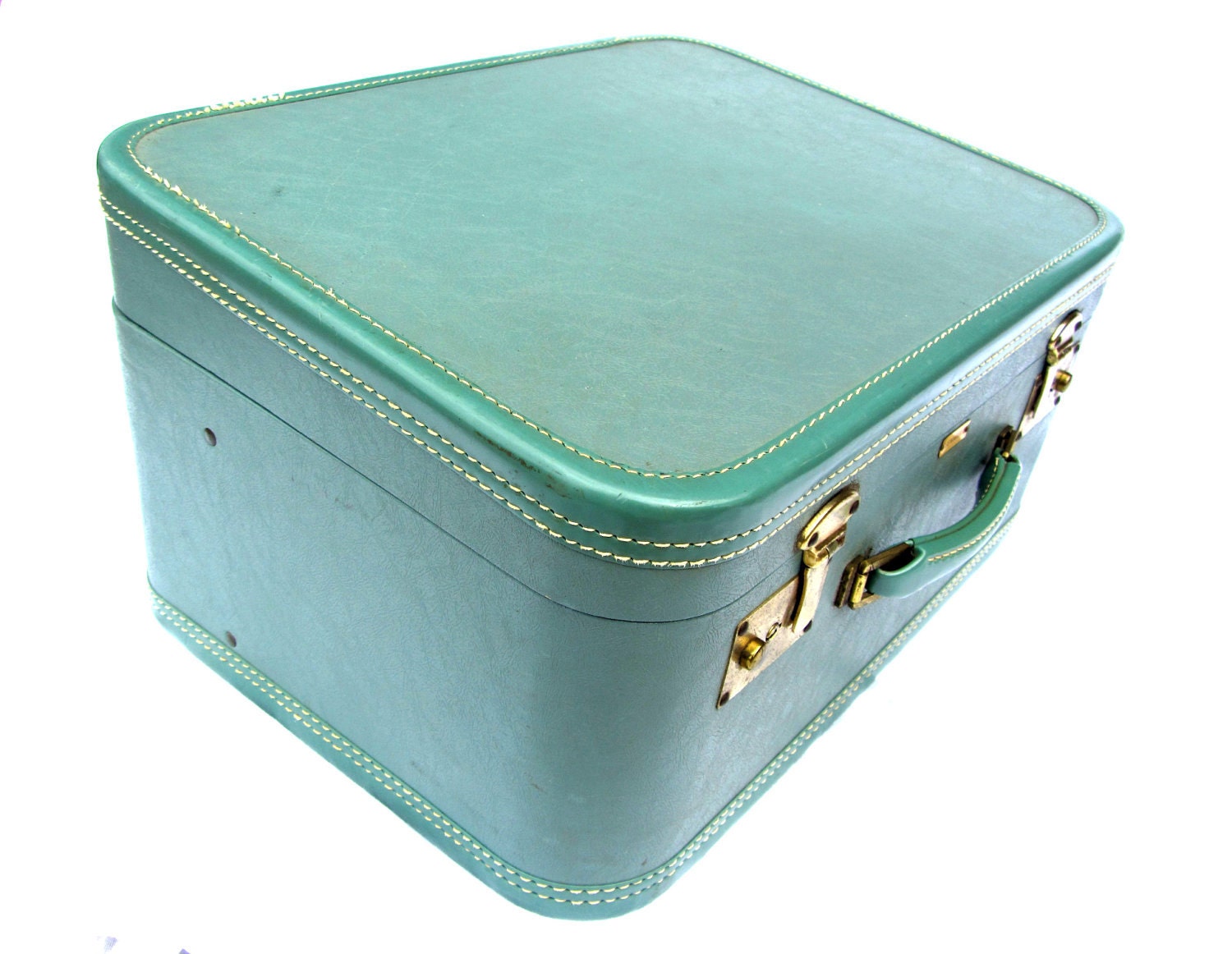 1950s Vintage Turquoise Suitcase