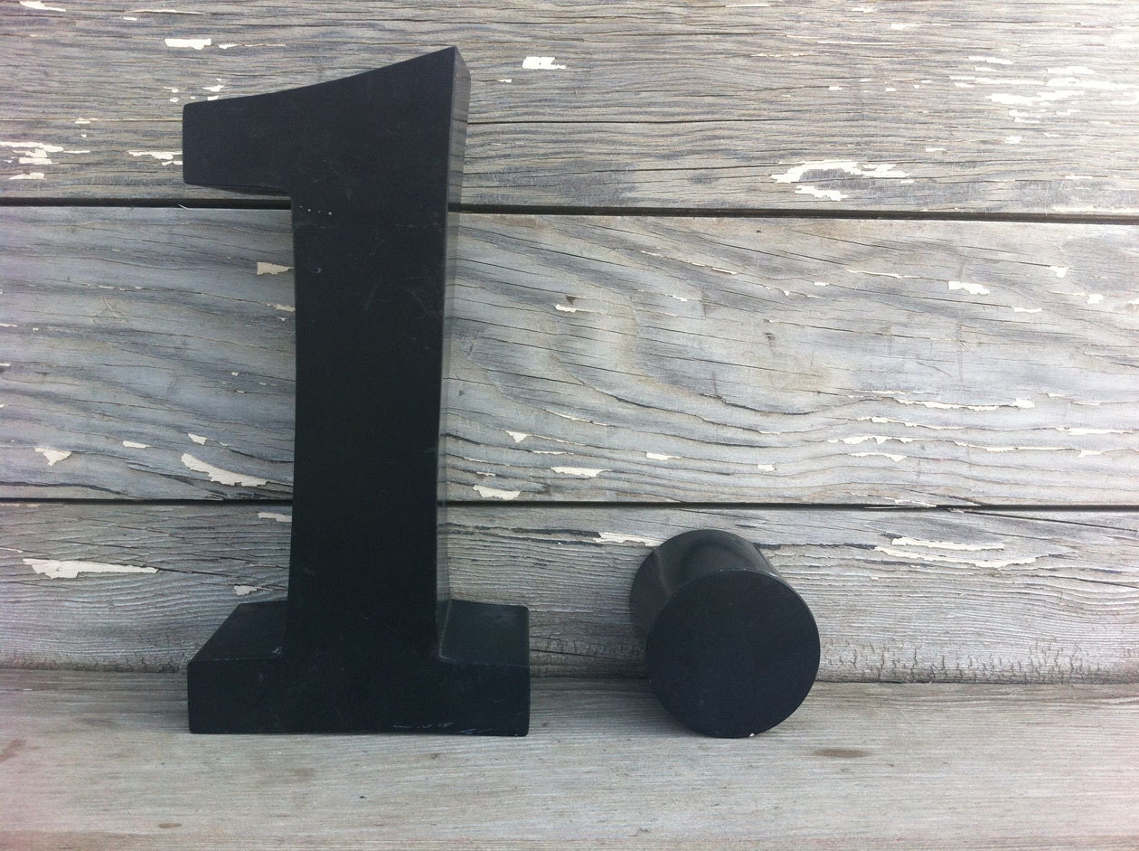 vintage number 1 / retro black sign / metal number 1