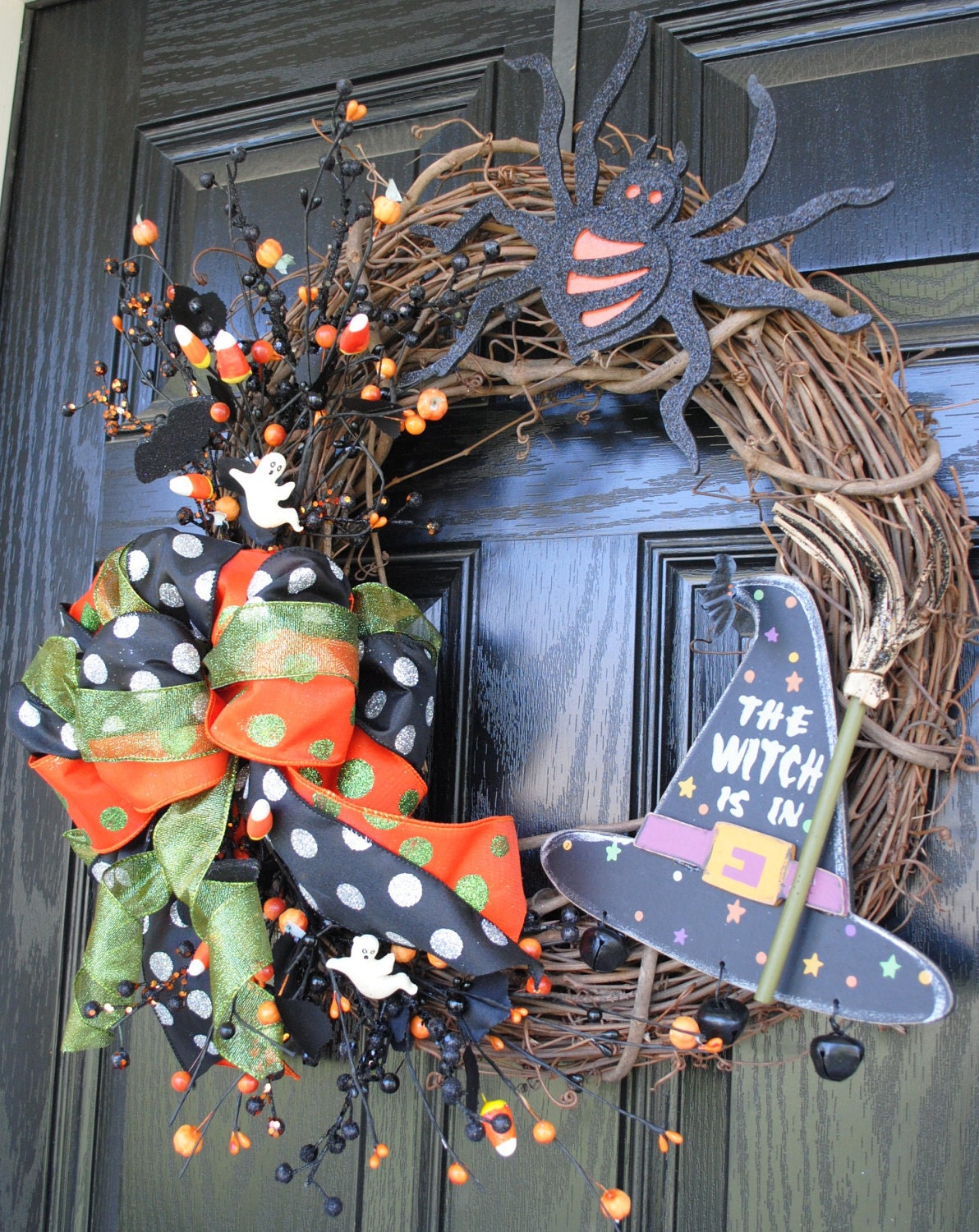 Fall Wreath Halloween Wreath Witch Ghosts Bats 20 inch