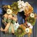 Fall Wreath Elegant Green Sunflowers Cream and Brown Hydrangeas Cream Popies White Pumpkins 20 inch