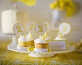 YELLOW Printable Party Set CHEERFUL Invite, Food Labels, Cupcake Toppers and more