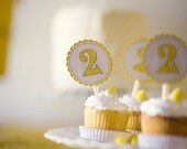 Yellow Polka Dot Custom Printable CUPCAKE toppers - Party Circles - Favor Tags Il_170x135