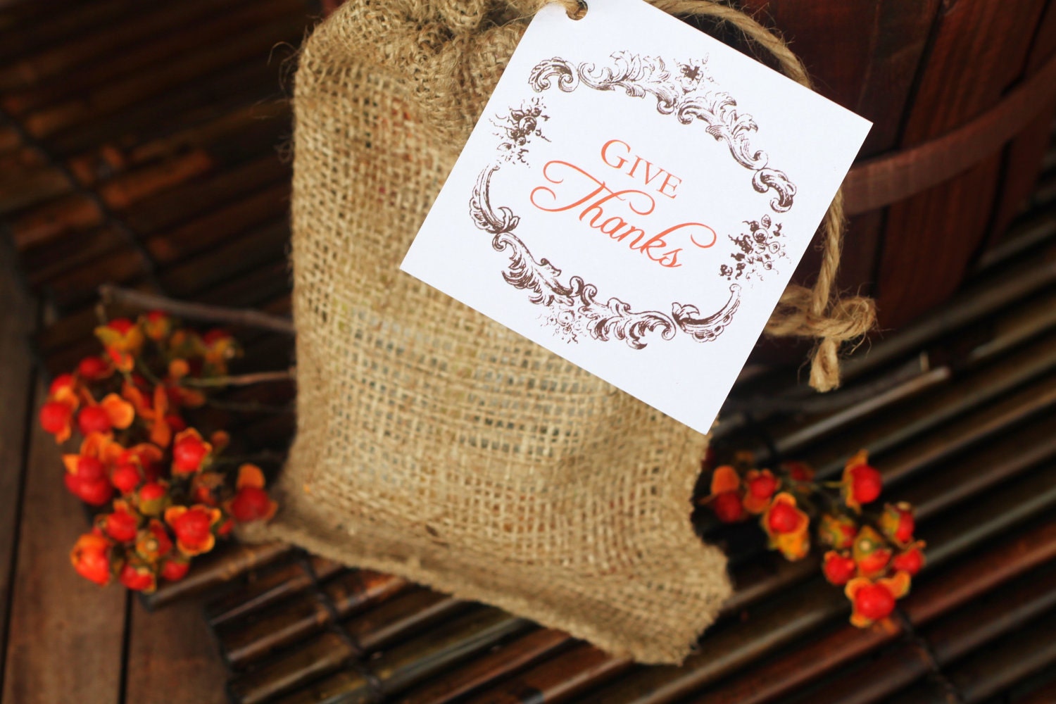Thanksgiving Flourish Gift Favor Tags GIVE THANKS Il_170x135