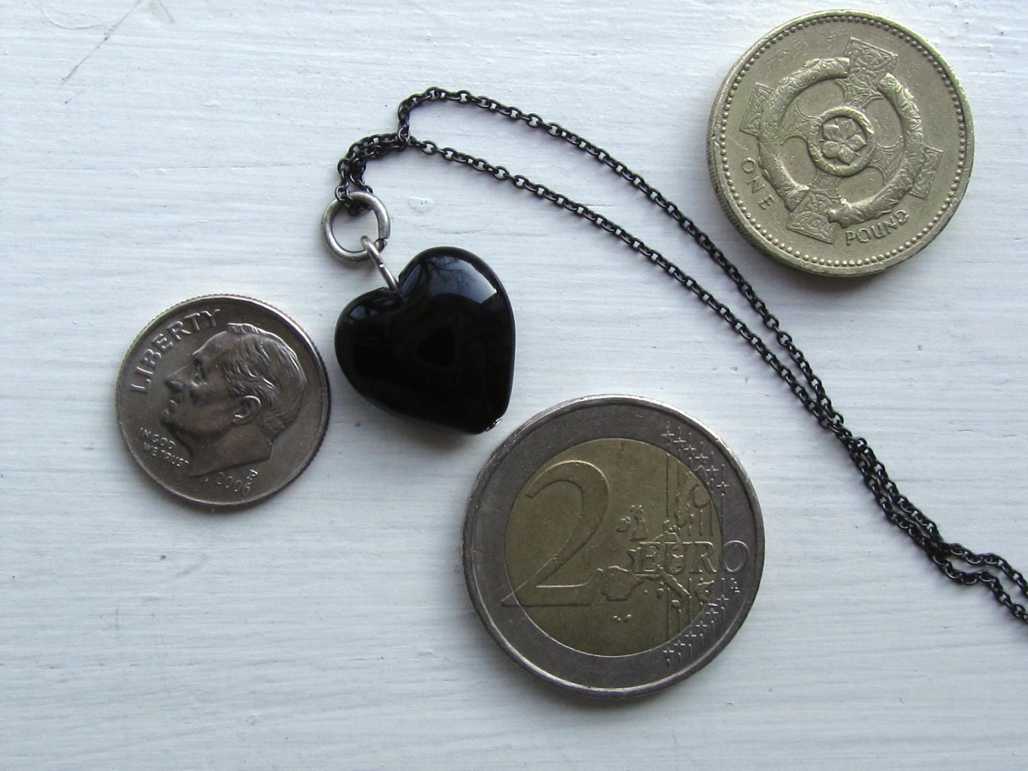 Anti Valentine : Black Heart Necklace, Vintage Glass Heart Jewelry, Valentines Day Jewelry