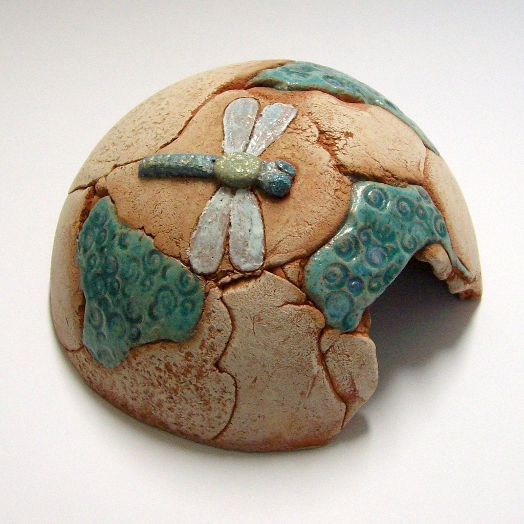 Ceramic Toad House with Blue Dragon-fly