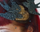Blue swallow cocktail hat