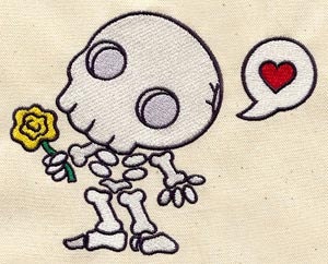 Day of the Dead skeleton love embroidered baby bib