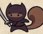 Ninja Squirrel embroidered baby bib