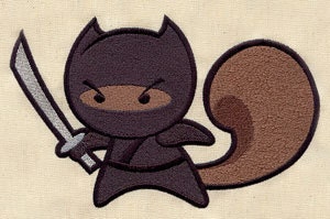 Ninja Squirrel embroidered baby bib