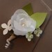 Paper Flower Boutonniere - Green, Ivory and White