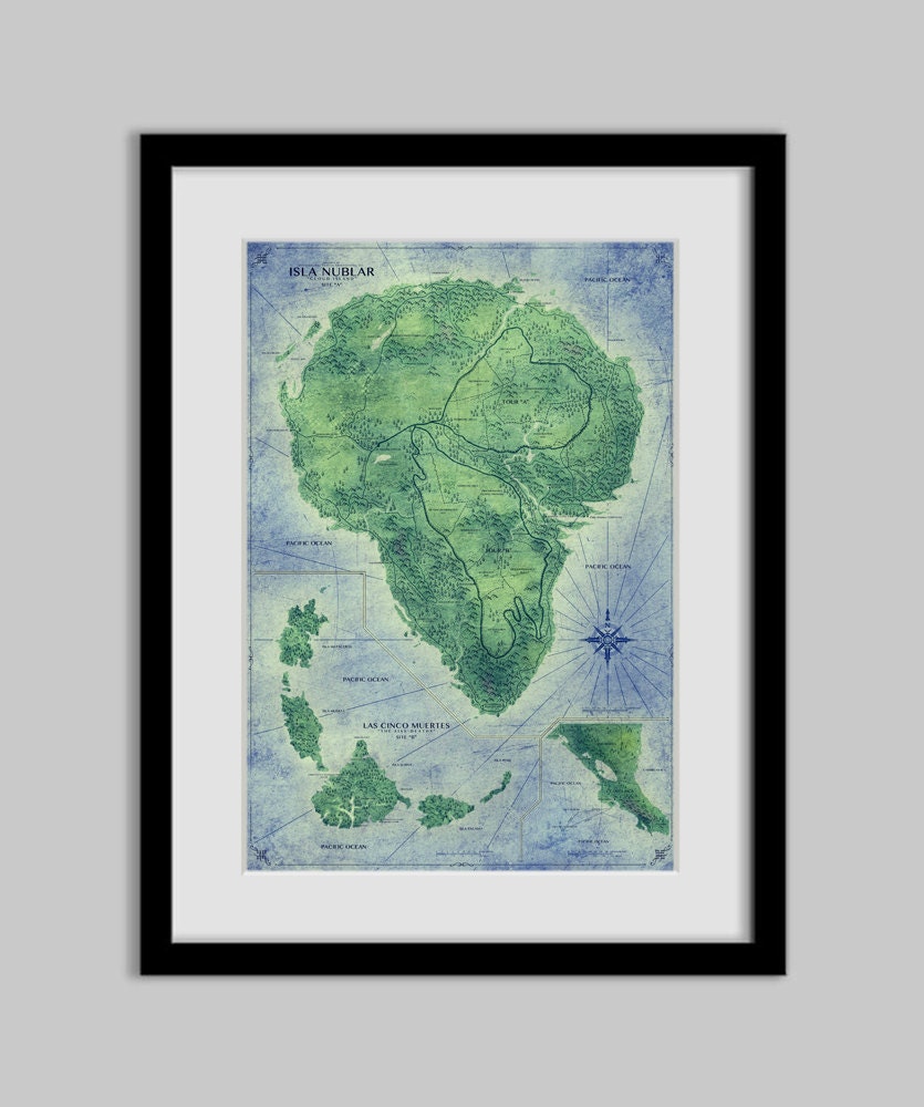 Jurassic Park - Map - Poster - Coloured - 13X19