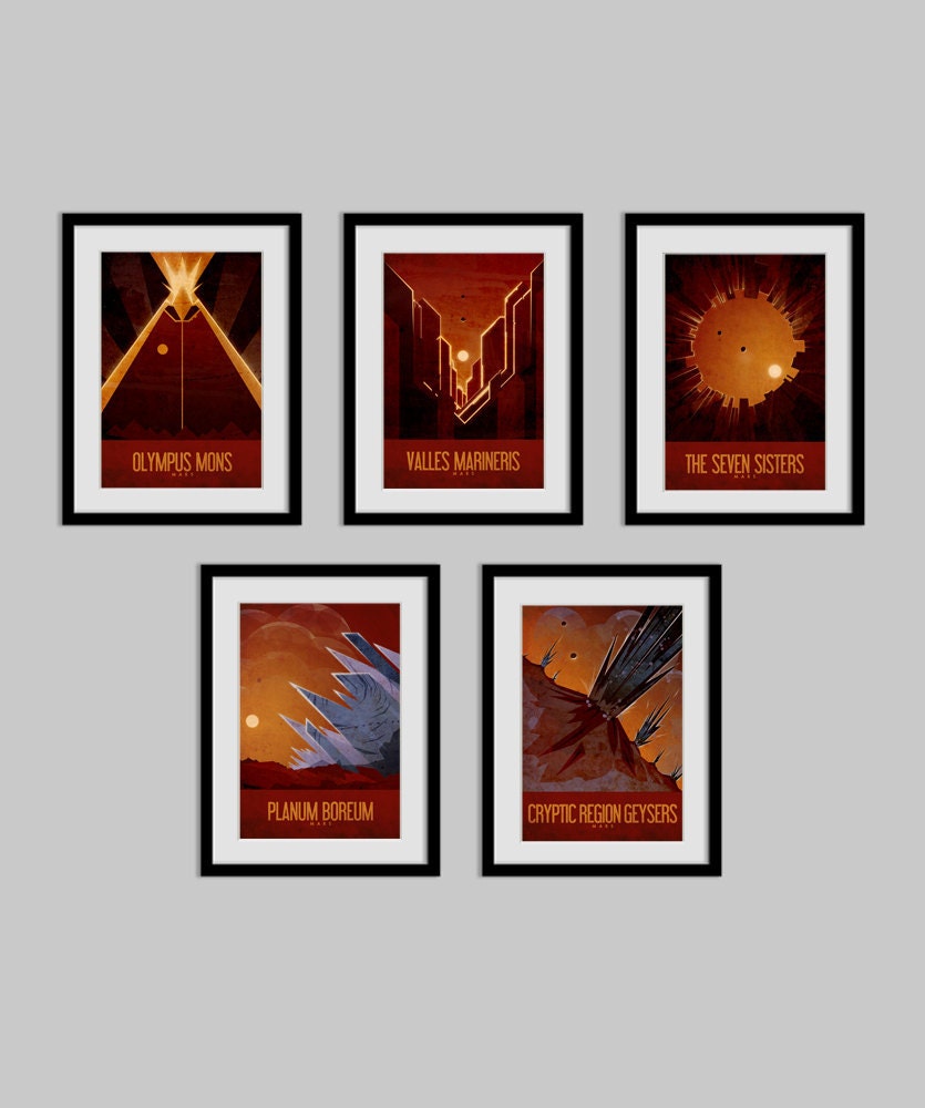 Mars Travel Poster Collection - All 5 Posters - ON SALE