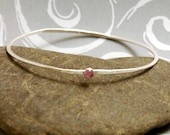 Bangle Stacking Pink Sapphire Silver Bezel Setting