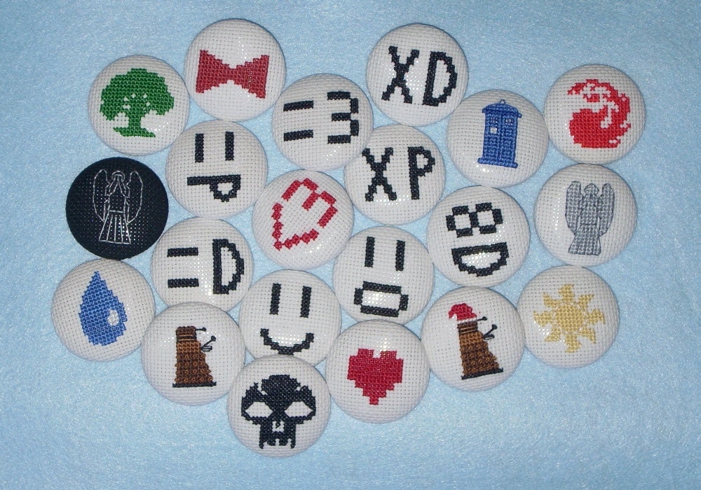 Doctor Who, MtG, or Emoticon pinback button