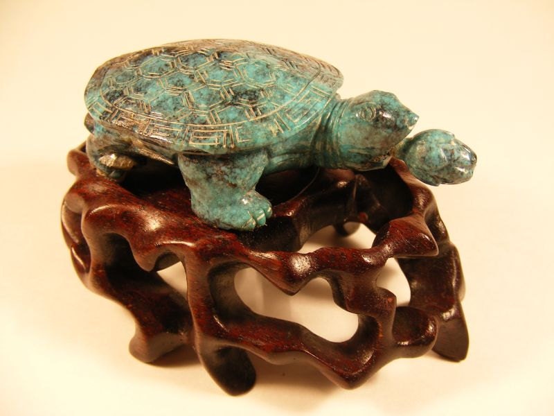Antique Snuff Bottle Chinese 19th Century Turtle Turquoise