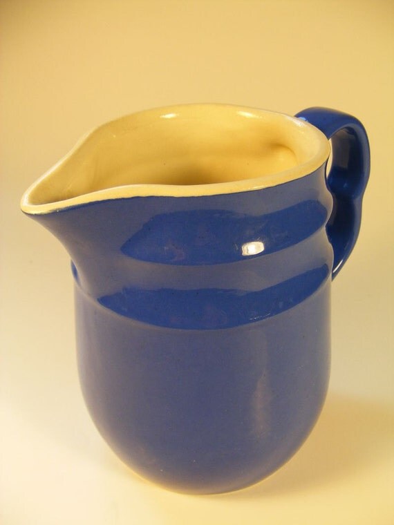Vintage Pitcher Blue Stoneware By Oxford by megsantiques on Etsy