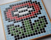 NES Mario Brothers Fire Flower Recycled Glass Tile Mosaic Wall Hanging